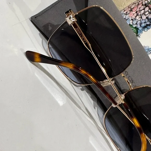Jimmy Choo Gold Frame Sunglasses with Black Lenses display picture 3